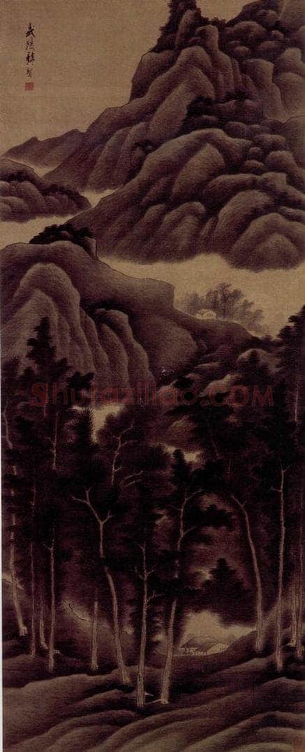 明末 龚贤 《夏山过雨图》 书画作品
