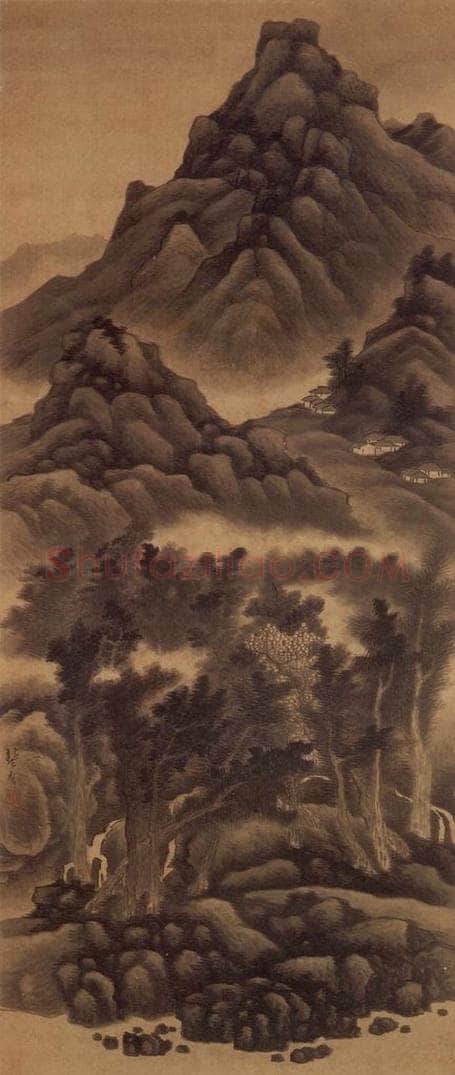 明末 龚贤 《溪山烟树图》 书画作品