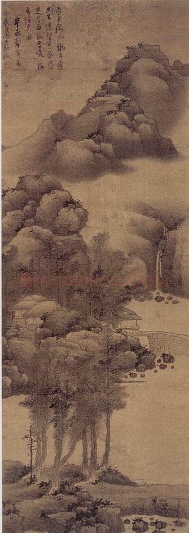 明末 龚贤 《山村林屋图》 书画作品