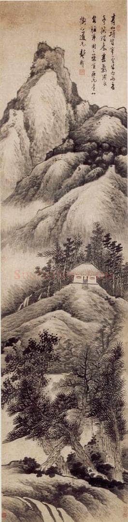 明末 龚贤 《高台独居图》 书画作品