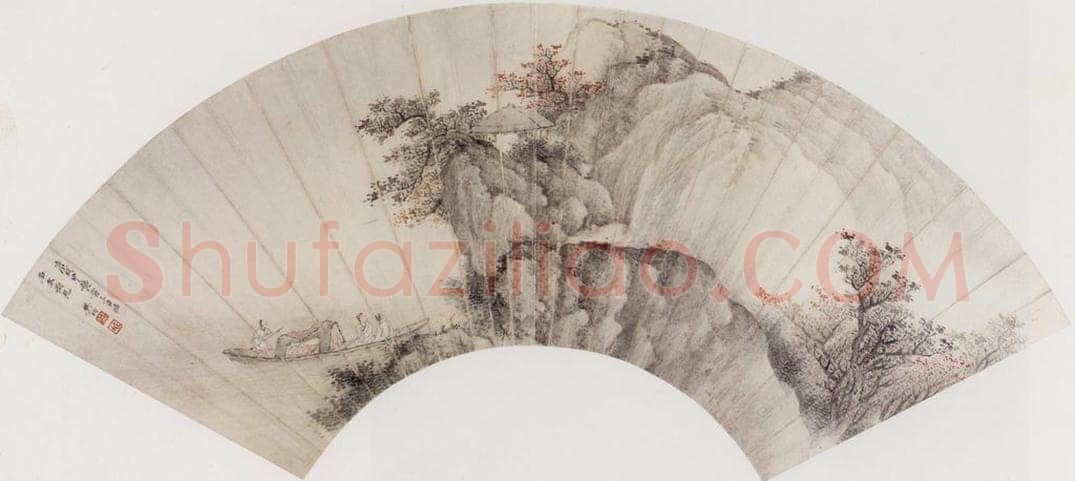1670 樊圻 《山阁归舟图》 书画作品
