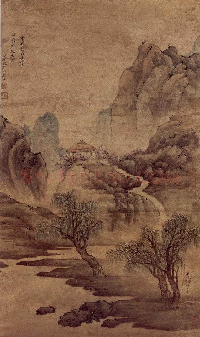 1694 樊圻 《春山策杖图》 书画作品