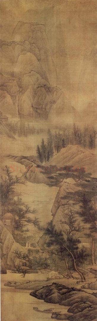 明末清初 高岑 《水阁渔舟图》 书画作品