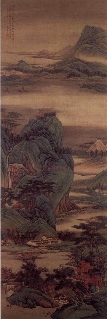 明末清初 高岑 《青绿山水》 书画作品