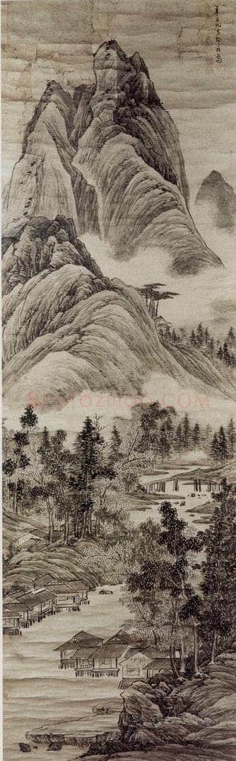 1661 邹喆 《云峦水村图》 书画作品