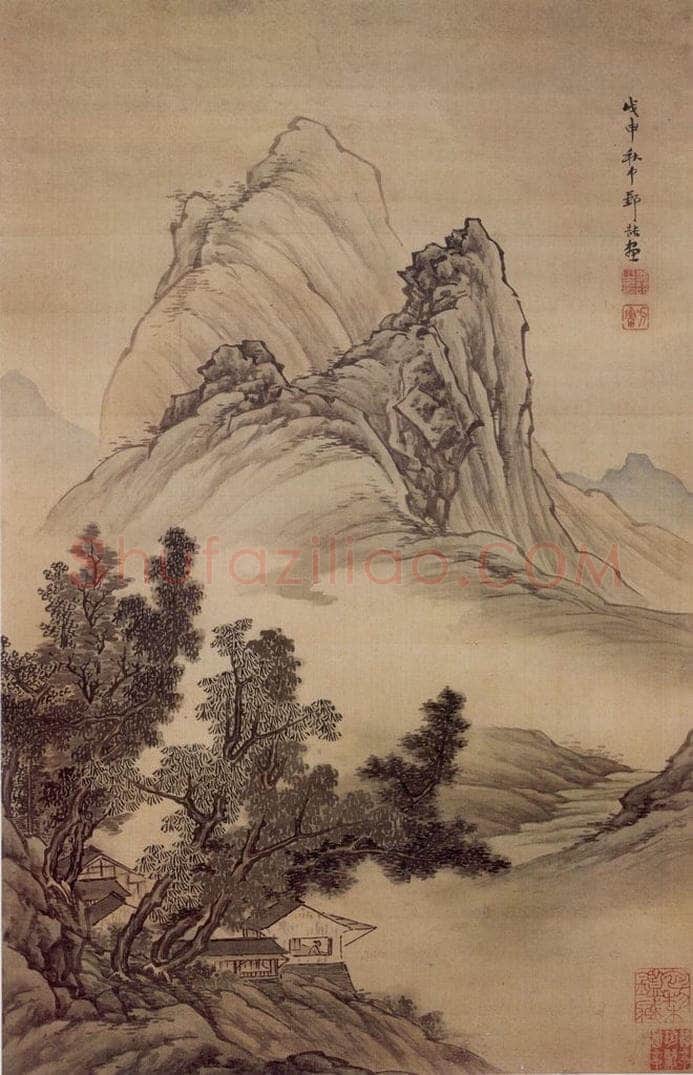 1668 邹喆 《搞阁临江图》 书画作品