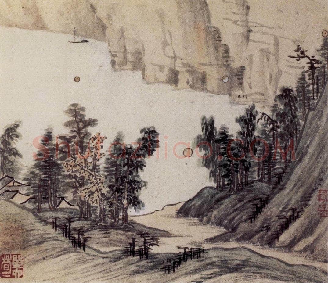 明末清初 邹喆 《山水册》 书画作品