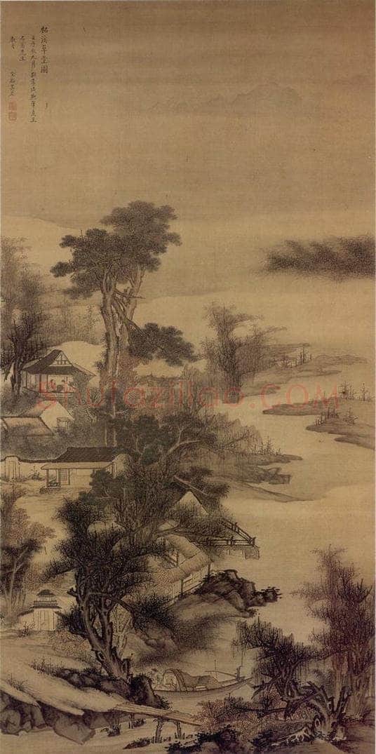 1672 吴宏 《松溪草堂图》 书画作品
