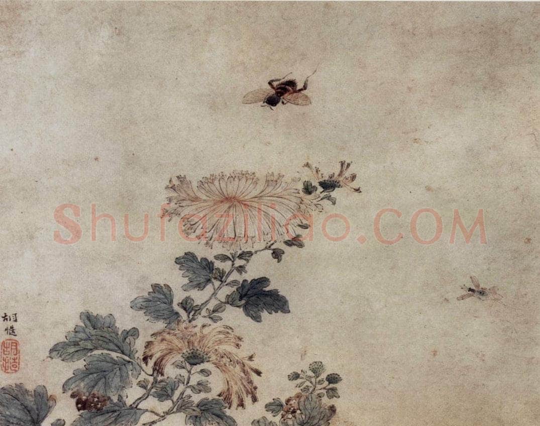 明末清初 胡慥 《花鸟》 书画作品