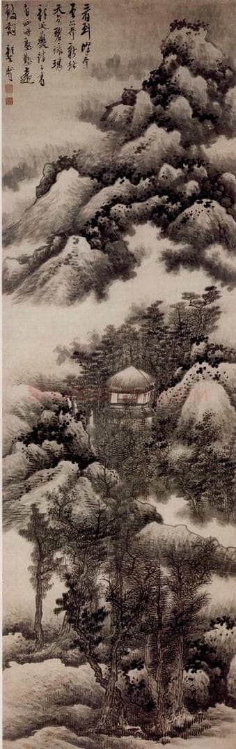 明末 龚贤 《奇峰秋云图》 书画作品