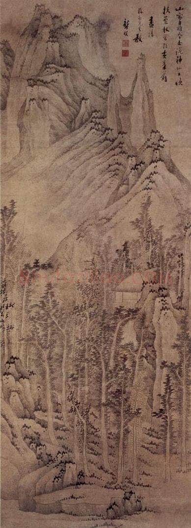 明末 龚贤 《山泉黄叶图》 书画作品