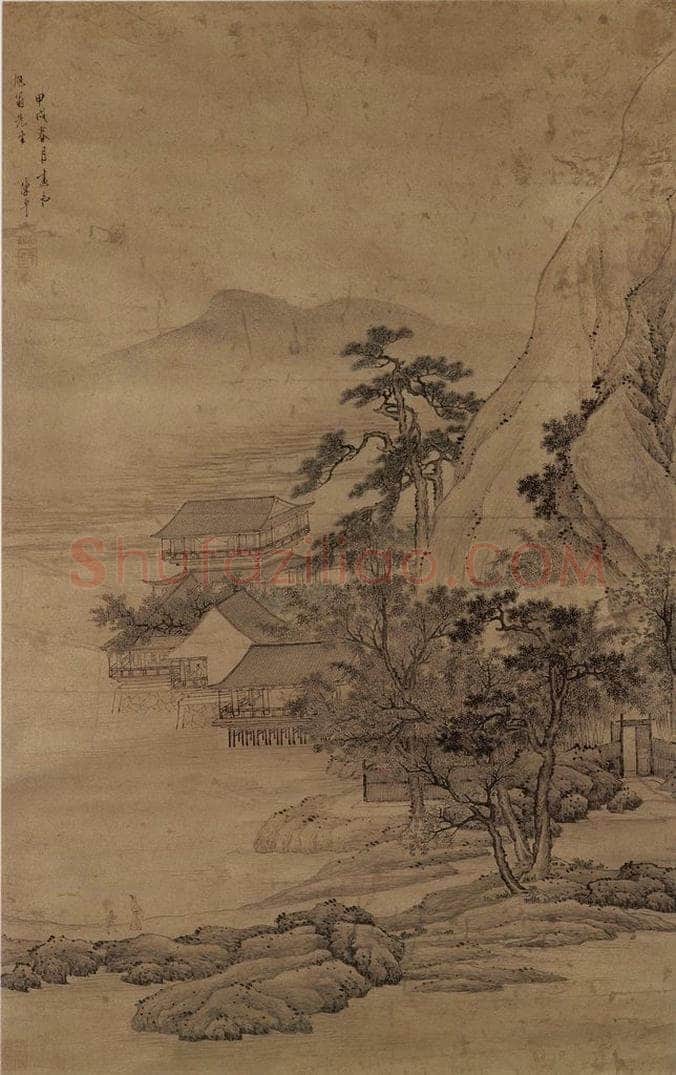 清 陈卓 《携亲访友图轴》 书画作品