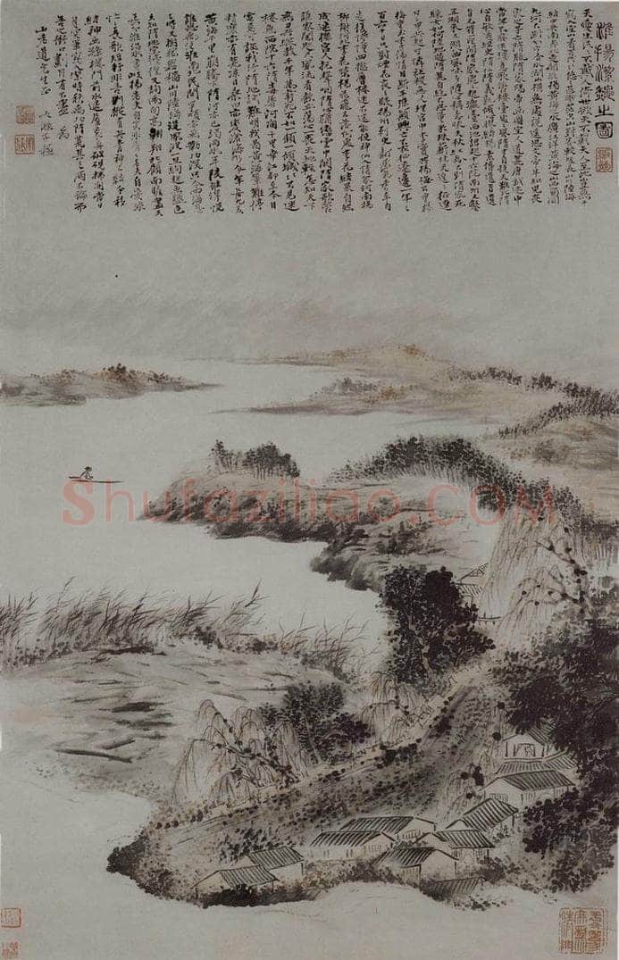 清 原济 《淮阳洁秋图轴》 书画作品