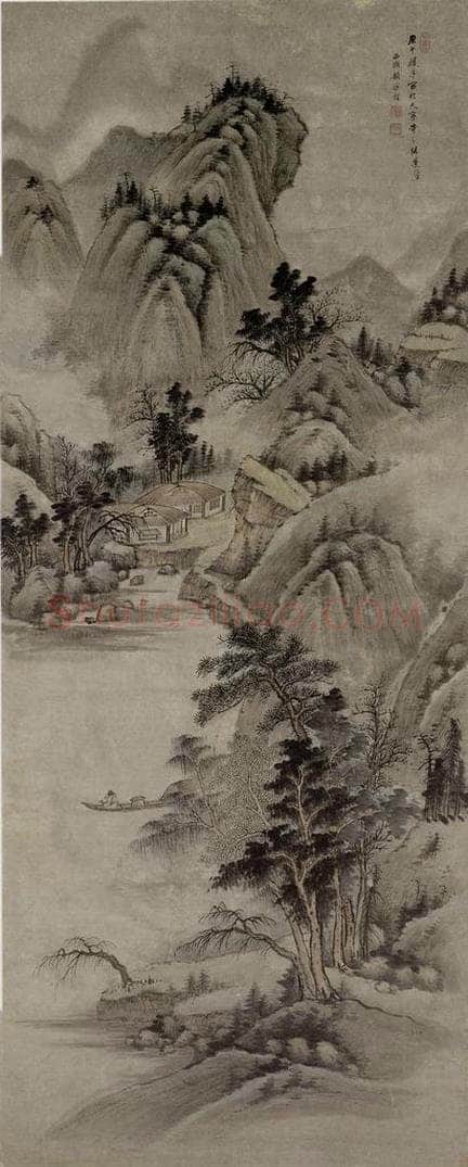 清 顾鼎铨 《溪山纵棹图轴》 书画作品