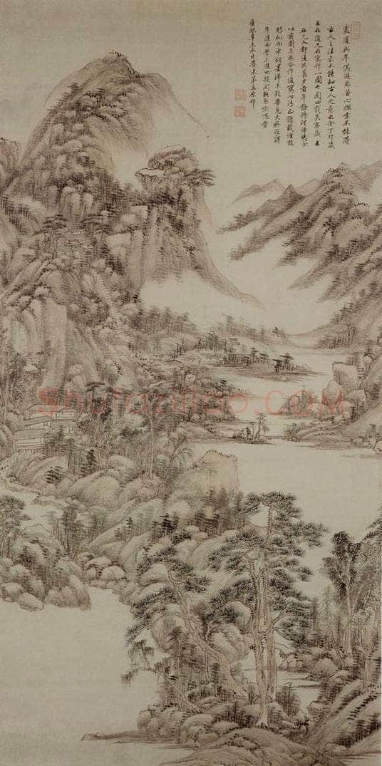 清 王原祁 《仿大痴山水图轴》 书画作品
