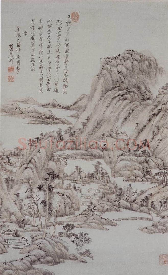 清 王原祁 《为杨晋画山水轴》 书画作品