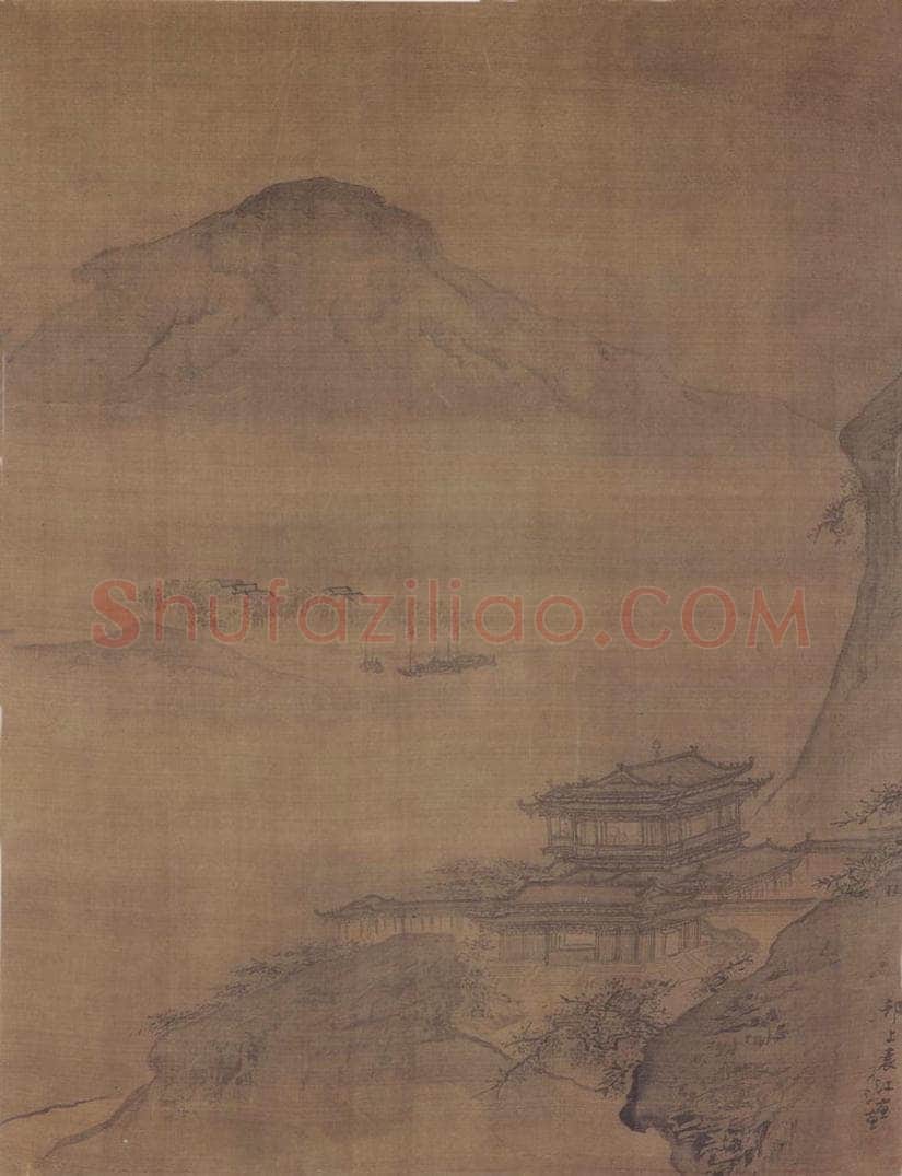 清 袁江 《江天楼阁图轴》 书画作品