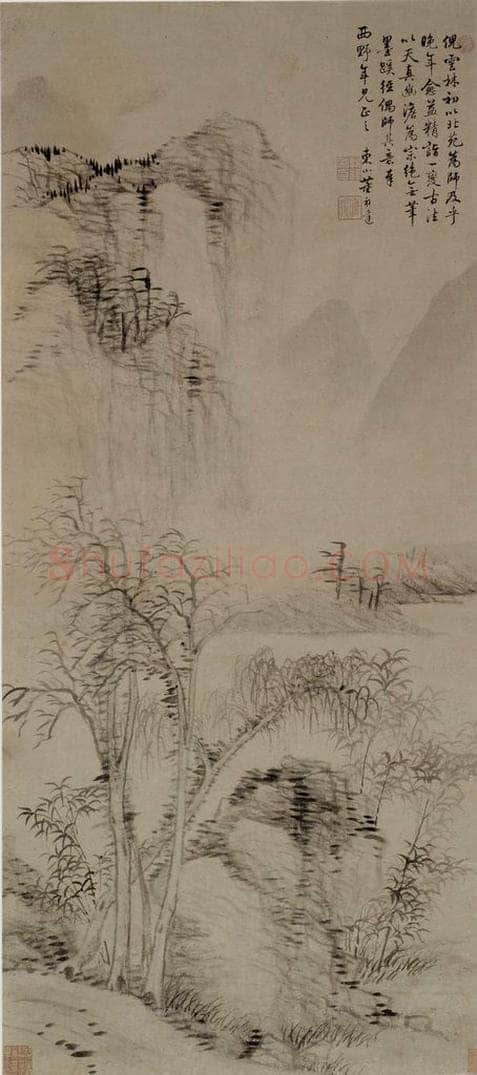 清 董邦达 《竹溪秋树图轴》 书画作品