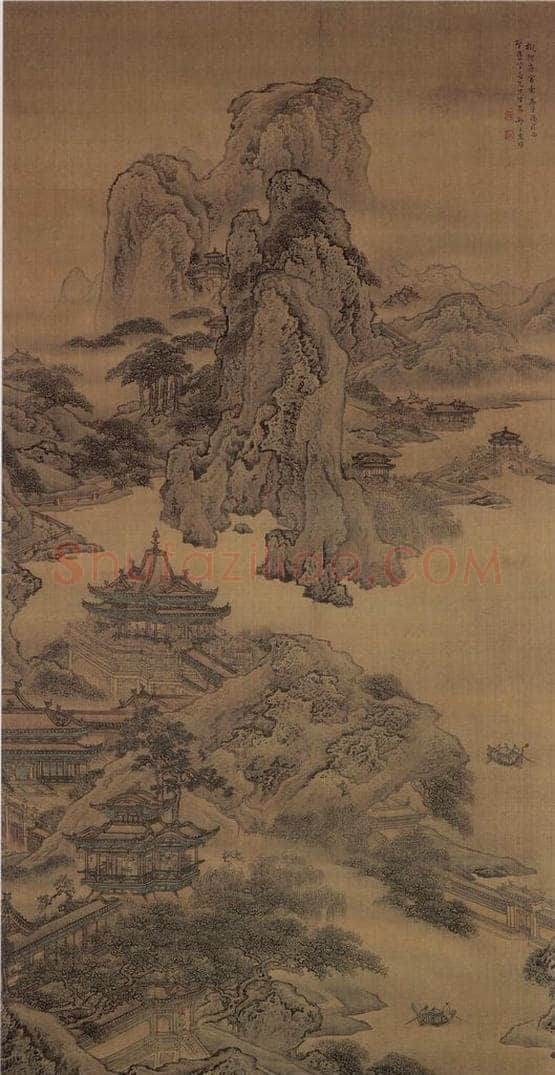 清 袁耀 《阿房宫图轴》 书画作品