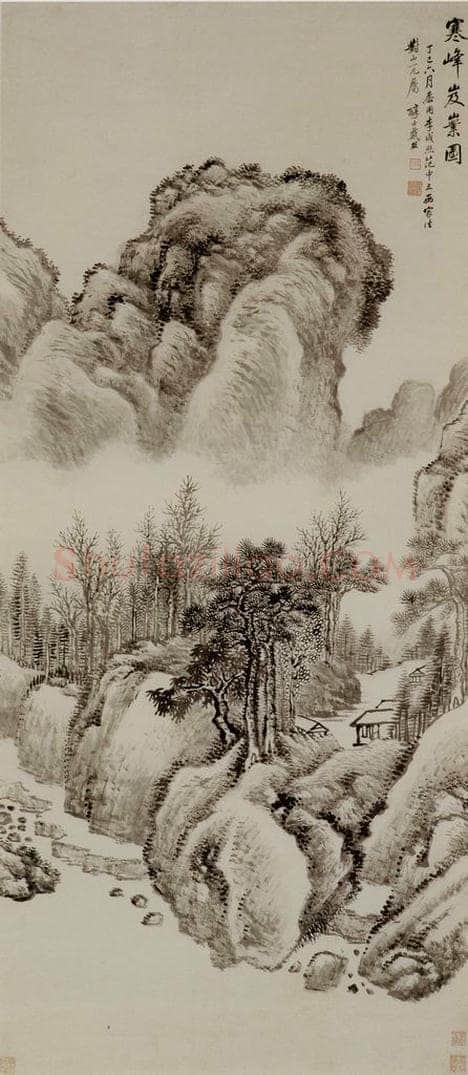 清 戴熙 《寒风岌嶪图轴》 书画作品