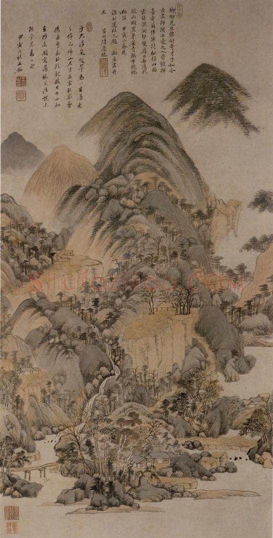 清 王鉴 《浮岚暖翠图轴》 书画作品