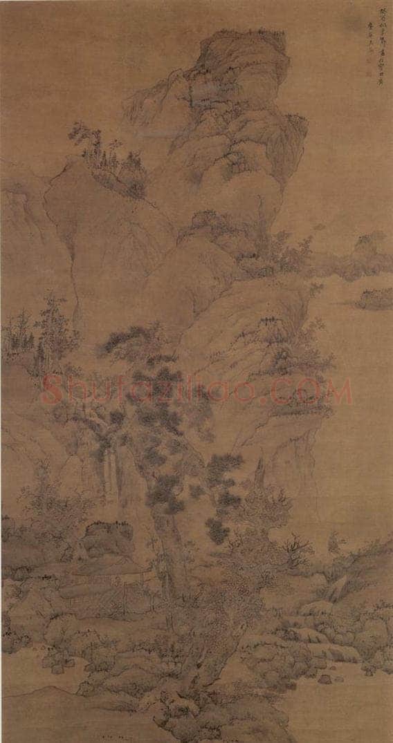 清 吴筠 《松荫听瀑图轴》 书画作品