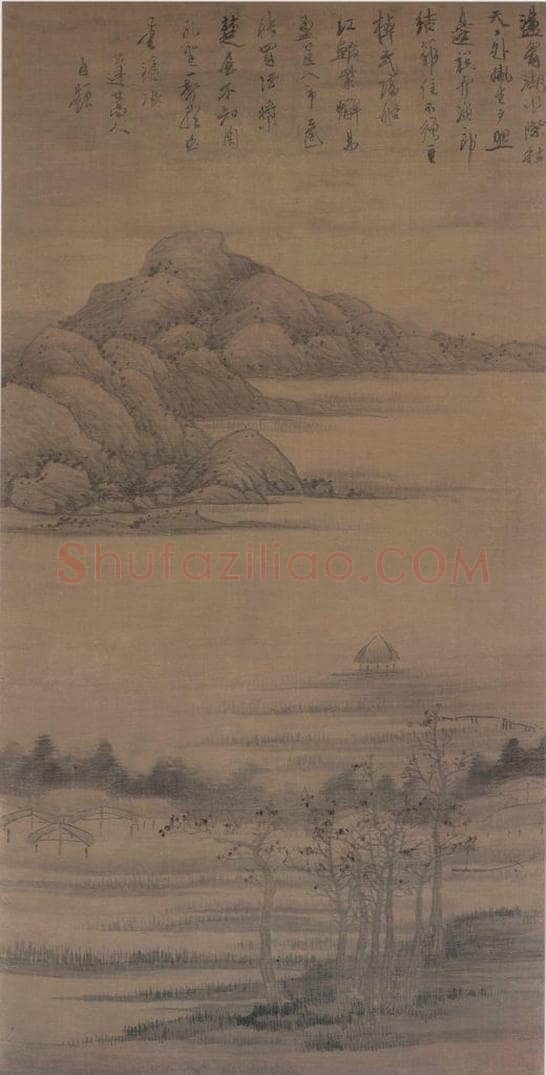 清 龚贤 《秋江渔舍图轴》 书画作品