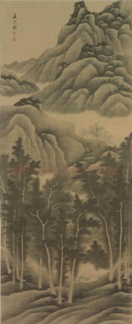 清 龚贤 《夏山过雨图轴》 书画作品