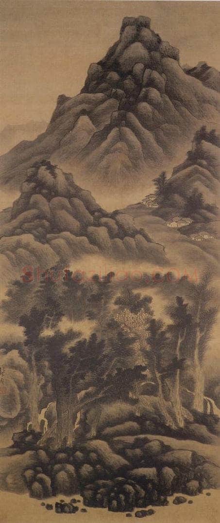 清 龚贤 《溪山烟树图轴》 书画作品