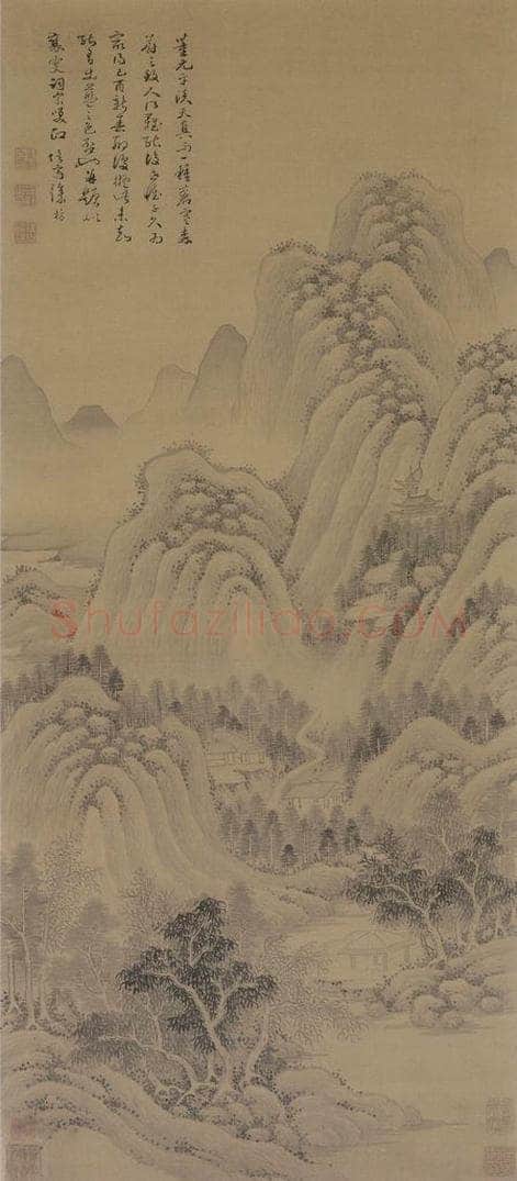 清 徐枋 《仿黄子久山水图轴》 书画作品
