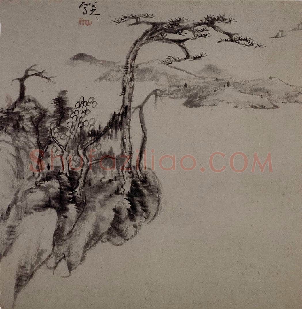清 朱耷 《山水花果图册》 书画作品