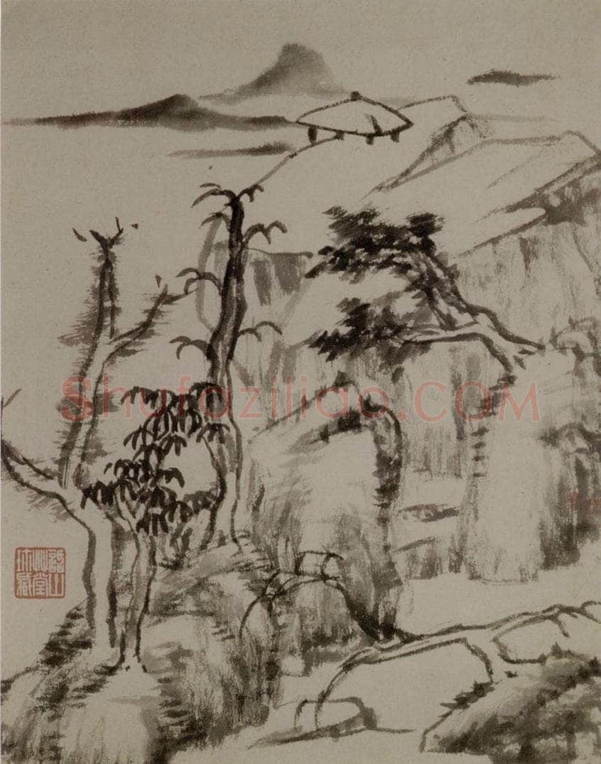 清 朱耷 《山水册》 书画作品