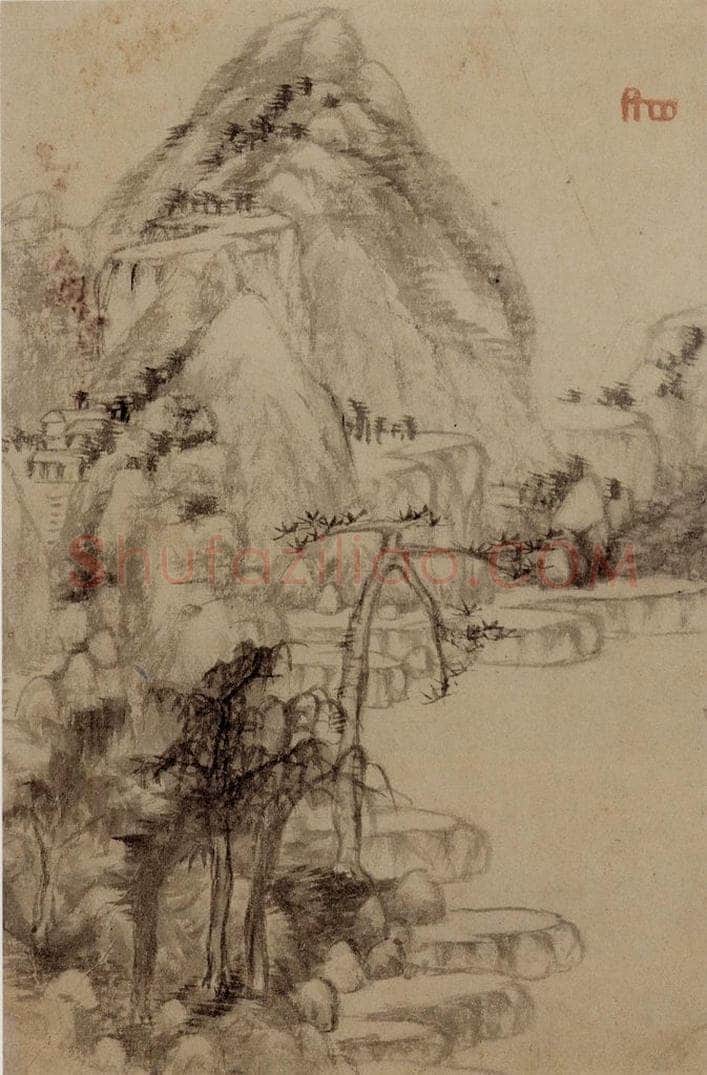 清 朱耷 《山水册》 书画作品