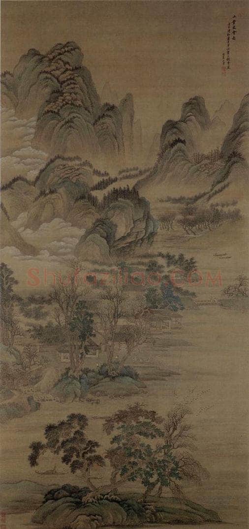 清 王翚 《山堂文惠图轴》 书画作品