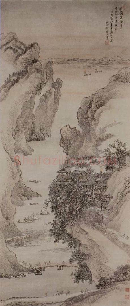 清 王翚 《杜甫诗意图轴》 书画作品