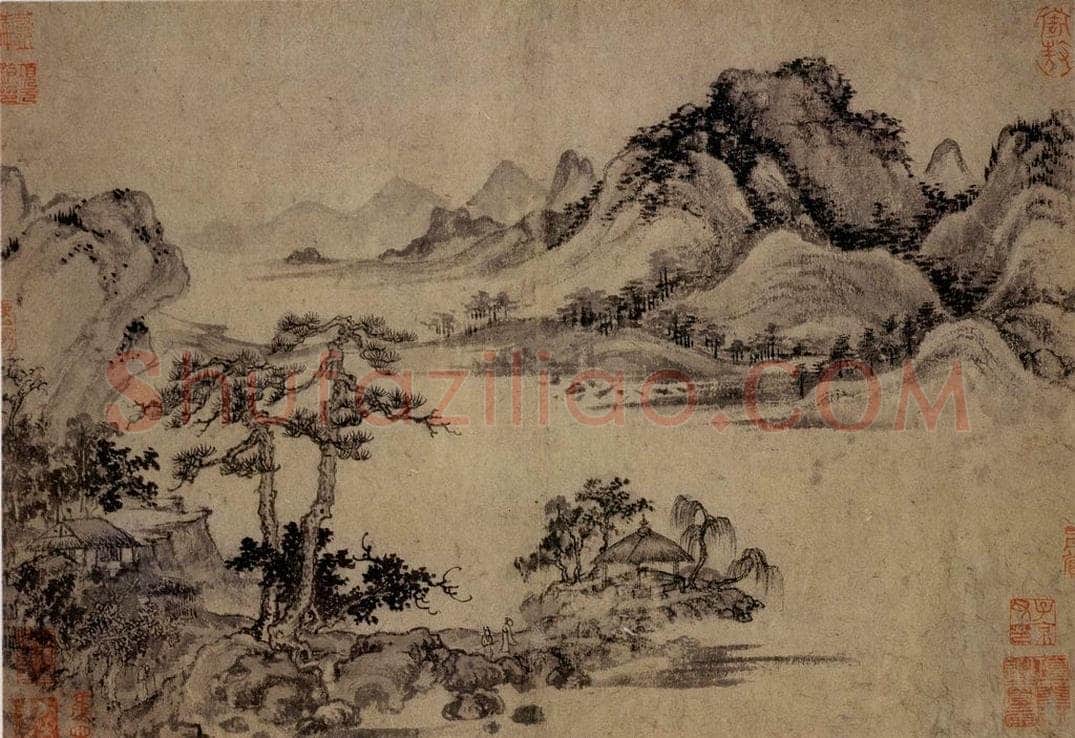 元朝 王蒙 《溪山风雨图》 书画作品