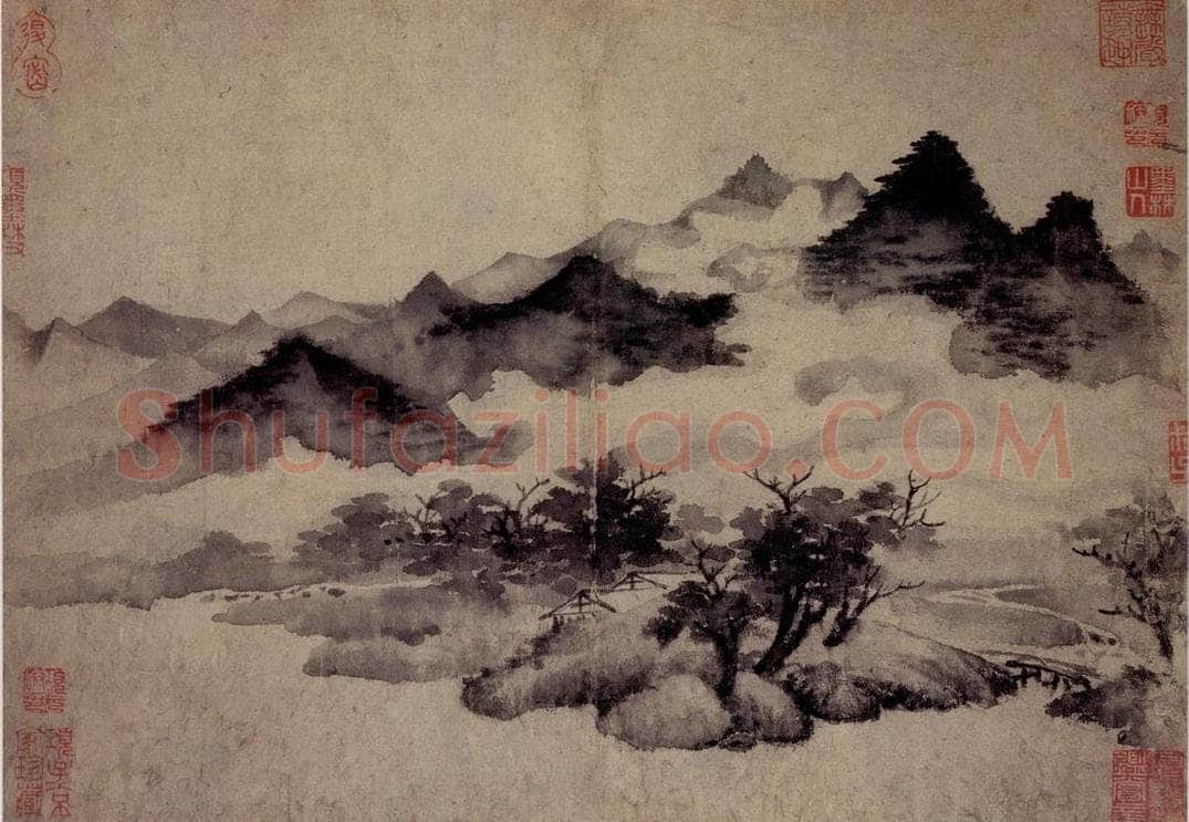 元朝 王蒙 《溪山风雨图》 书画作品