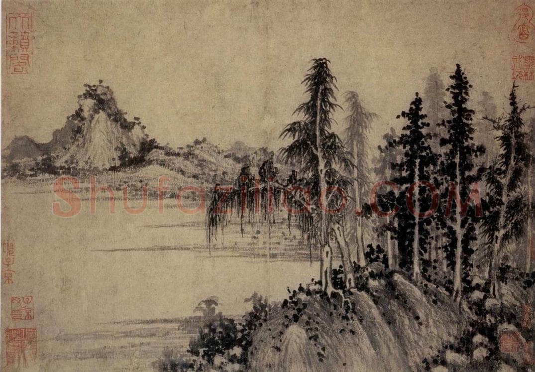 元朝 王蒙 《溪山风雨图》 书画作品