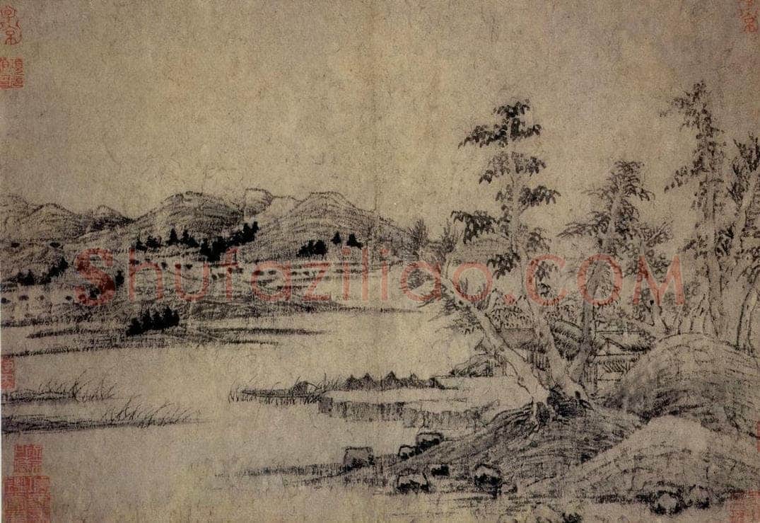 元朝 王蒙 《溪山风雨图》 书画作品