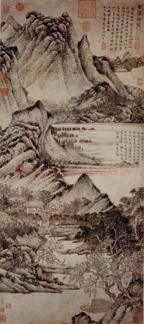 元朝 王蒙 《花谿渔隐图》 书画作品