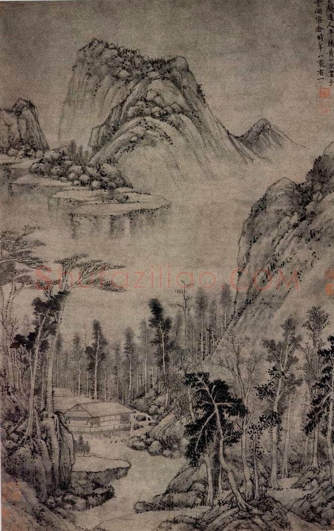 元朝 黄公望 《水阁清幽图》 书画作品