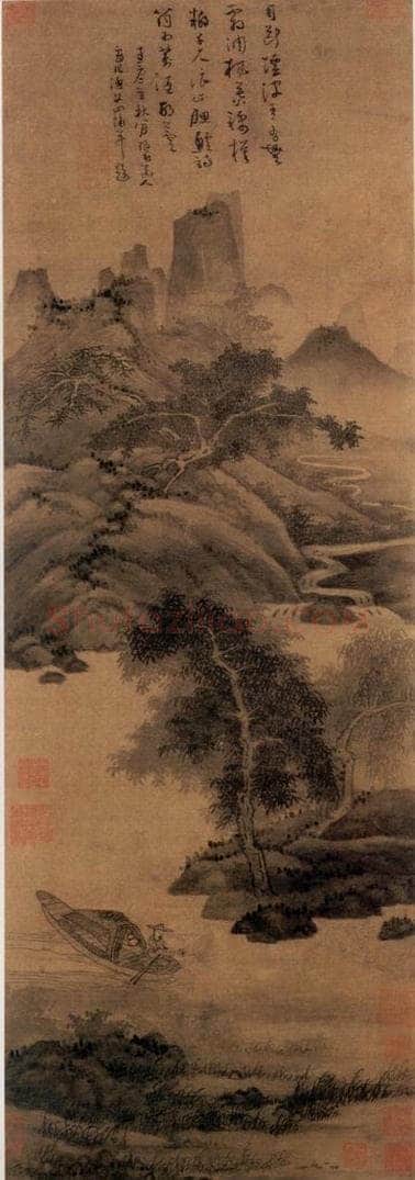 元朝 吴镇 《渔父图》 书画作品