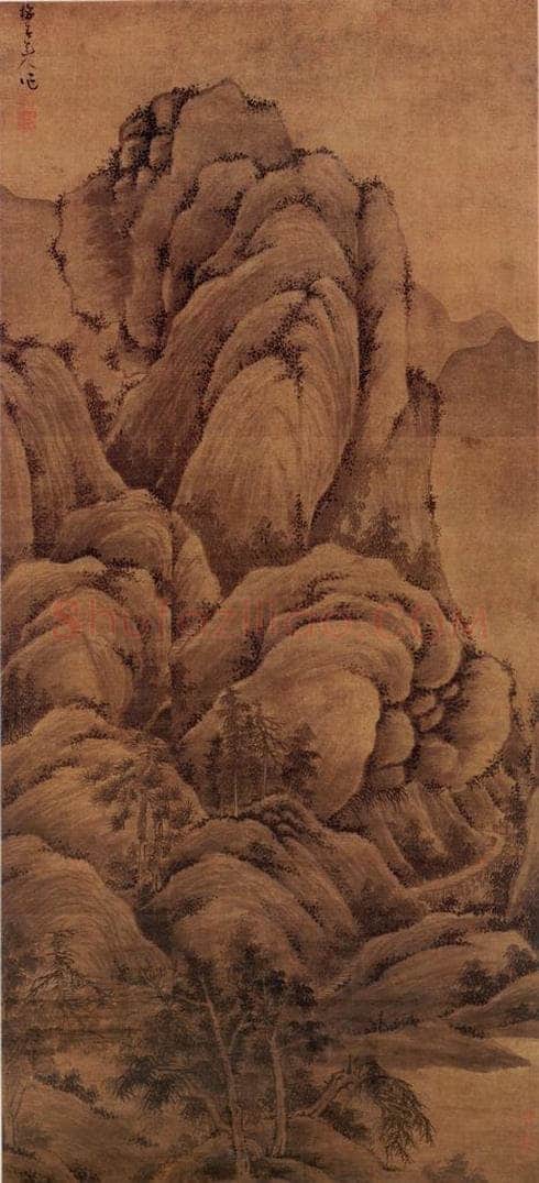 元朝 吴镇 《谿山高隐图》 书画作品