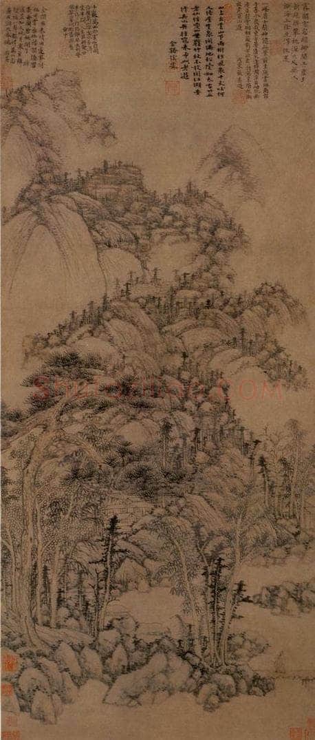 元朝 黄公望 《丹崖玉树图》 书画作品