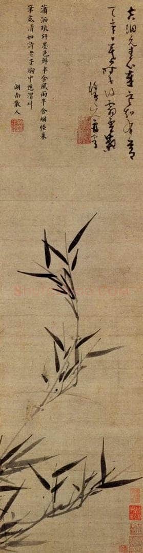元朝 吴镇 《墨竹》 书画作品