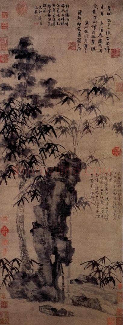 元朝 倪瓒 《梧竹秀石图》 书画作品
