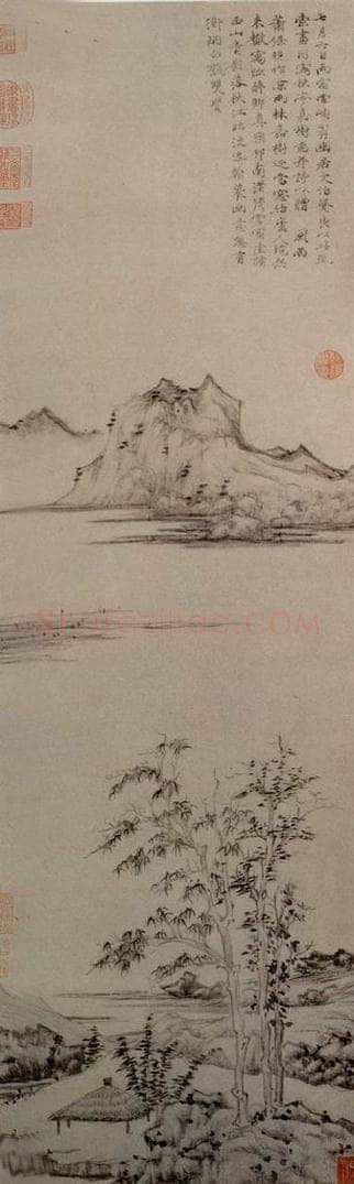 元朝 倪瓒 《秋亭嘉树图》 书画作品