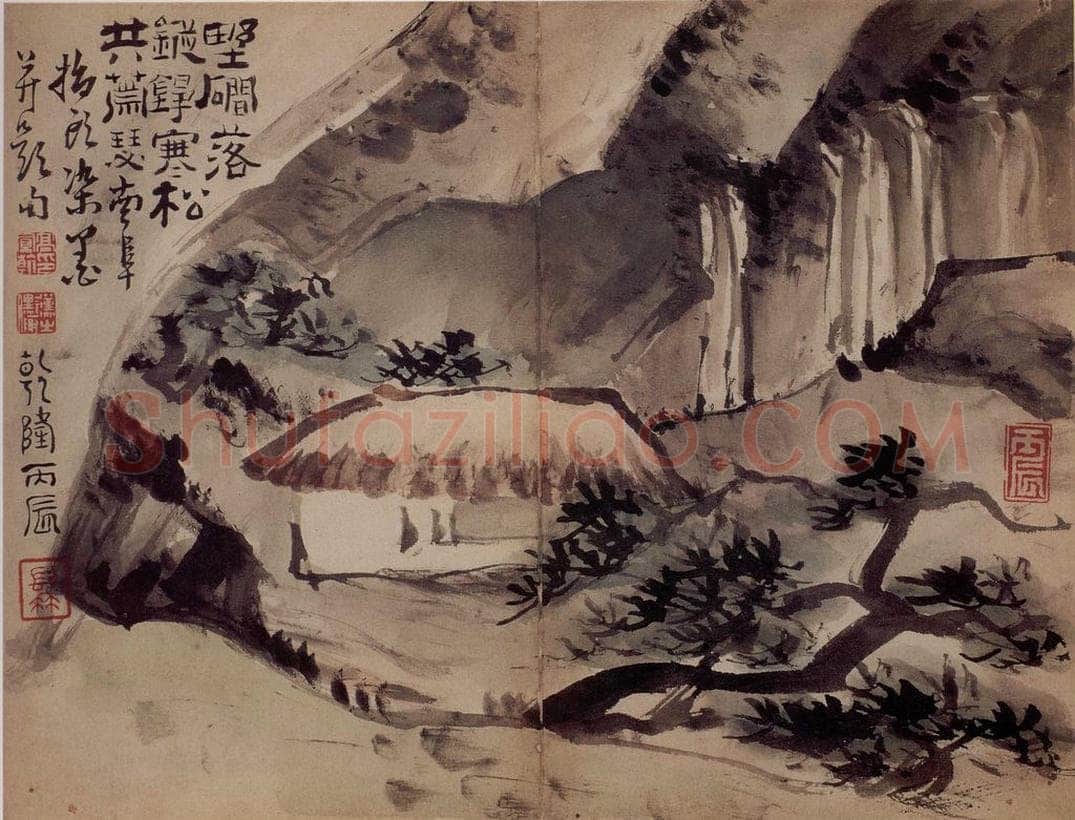 清 高凤翰 《指画山水花卉册》 书画作品