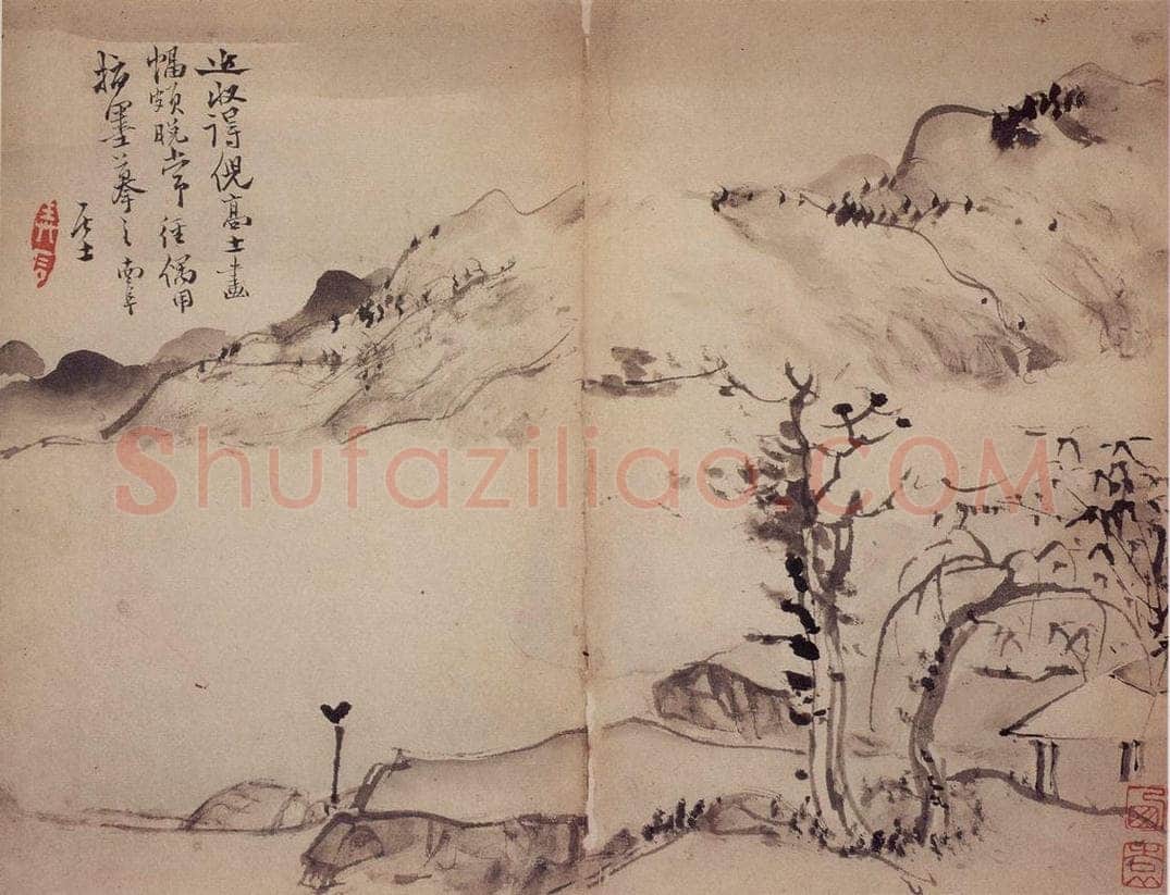 清 高凤翰 《指画山水花卉册》 书画作品