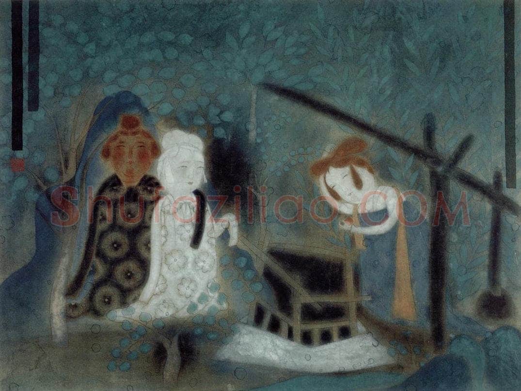 1990年 唐勇力 《汲水图》 书画作品